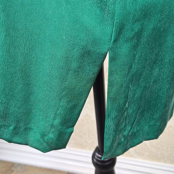 Safe Silk by Adrianna Papell Sz 6 Dark Green Silk Tunic Buttons Mandarin Collar - Picture 8 of 14